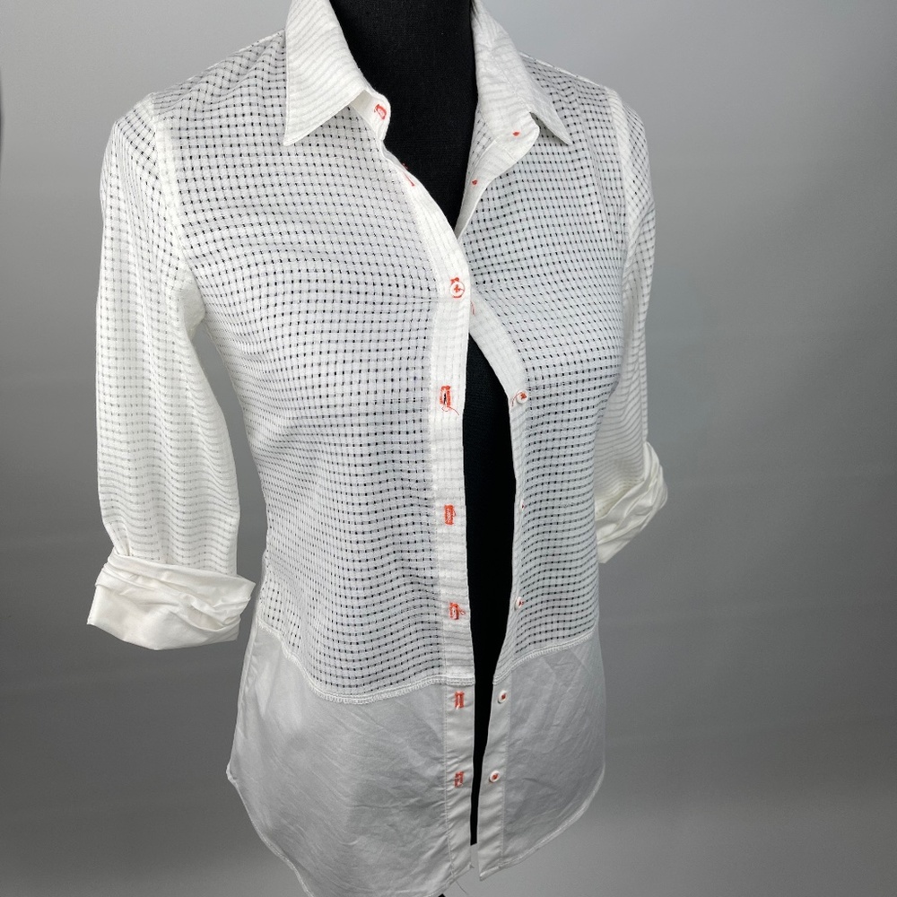 Bailey 44 - White 3/4 Sleeve, Waffle Style Button-Up Dress Shirt